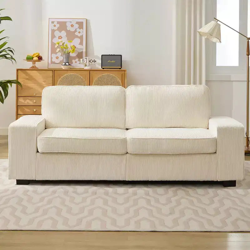 Mjkone 71 Loveseat Sofa Couch, Corduroy Couch for Small Spaces