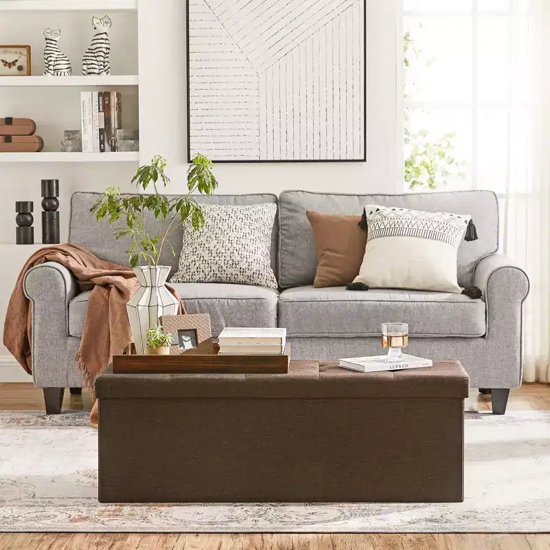 Storage Ottoman Bench, 15 x 43 x 15 Inches, End of Bed Bench, Storage Chest, for Living Room, Bedroom, Entryway