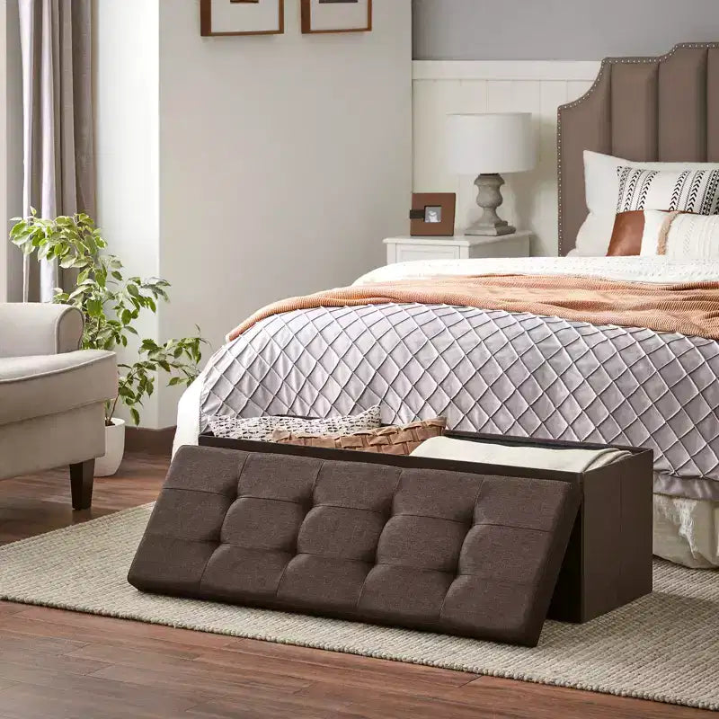 Storage Ottoman Bench, 15 x 43 x 15 Inches, End of Bed Bench, Storage Chest, for Living Room, Bedroom, Entryway