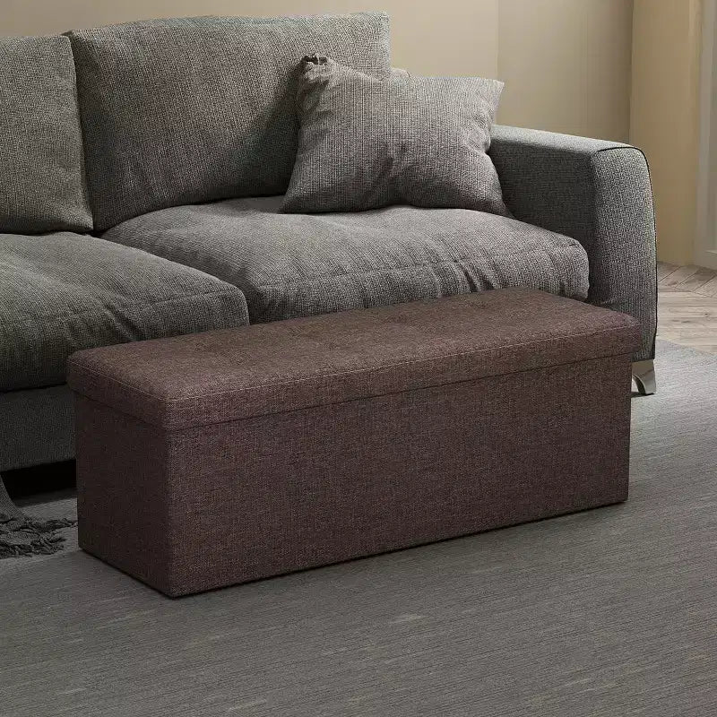 Storage Ottoman Bench, 15 x 43 x 15 Inches, End of Bed Bench, Storage Chest, for Living Room, Bedroom, Entryway