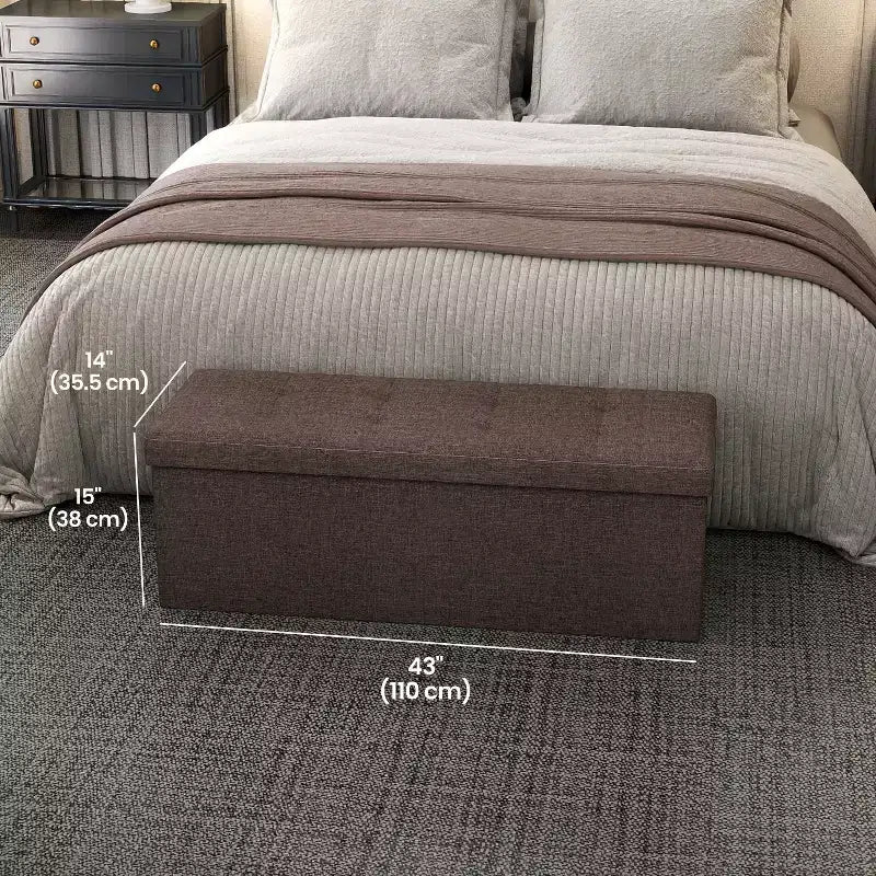 Storage Ottoman Bench, 15 x 43 x 15 Inches, End of Bed Bench, Storage Chest, for Living Room, Bedroom, Entryway