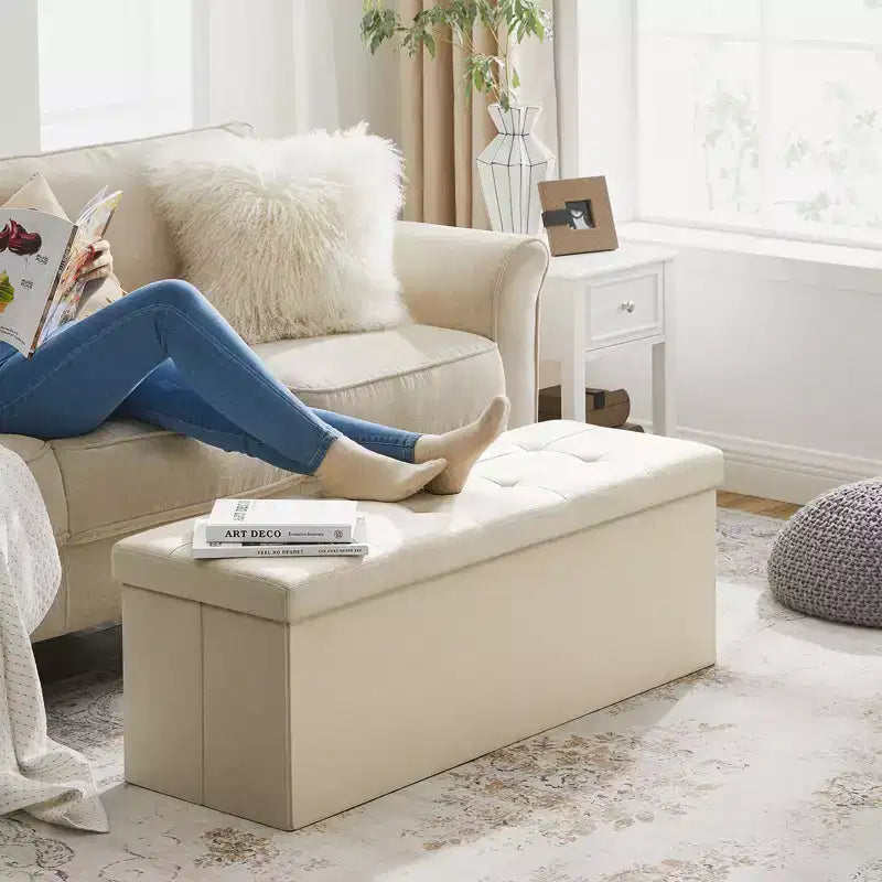 Storage Ottoman Bench, 15 x 43 x 15 Inches, End of Bed Bench, Storage Chest, for Living Room, Bedroom, Entryway