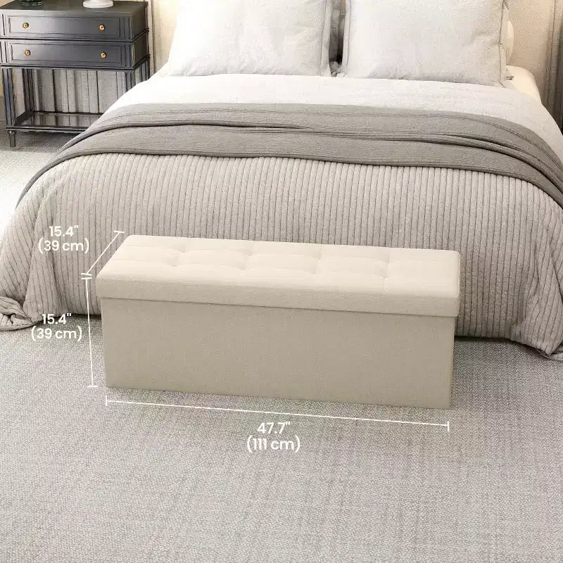 Storage Ottoman Bench, 15 x 43 x 15 Inches, End of Bed Bench, Storage Chest, for Living Room, Bedroom, Entryway