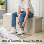 Storage Ottoman Bench, 15 x 43 x 15 Inches, End of Bed Bench, Storage Chest, for Living Room, Bedroom, Entryway