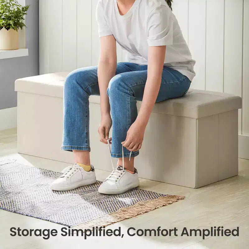 Storage Ottoman Bench, 15 x 43 x 15 Inches, End of Bed Bench, Storage Chest, for Living Room, Bedroom, Entryway