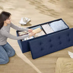 Storage Ottoman Bench, 15 x 43 x 15 Inches, End of Bed Bench, Storage Chest, for Living Room, Bedroom, Entryway