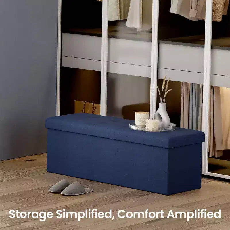 Storage Ottoman Bench, 15 x 43 x 15 Inches, End of Bed Bench, Storage Chest, for Living Room, Bedroom, Entryway