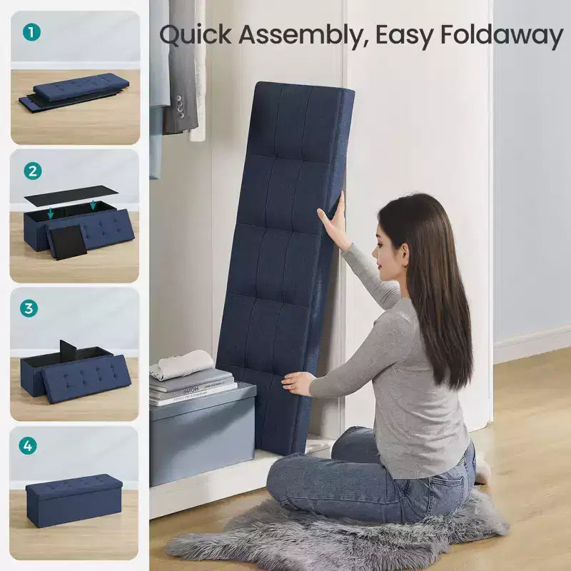 Storage Ottoman Bench, 15 x 43 x 15 Inches, End of Bed Bench, Storage Chest, for Living Room, Bedroom, Entryway