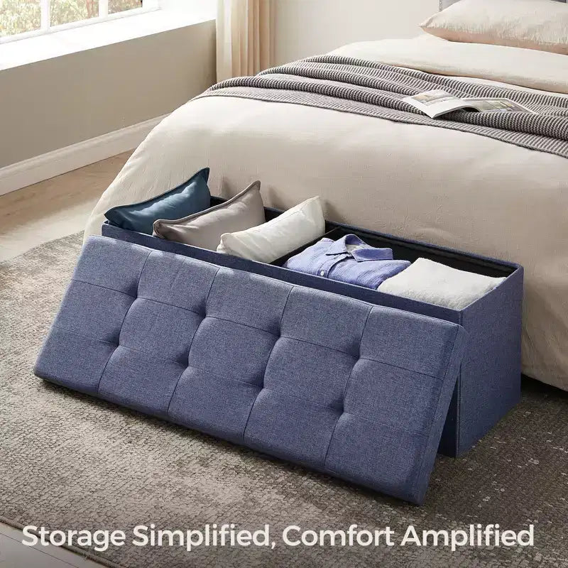 Storage Ottoman Bench, 15 x 43 x 15 Inches, End of Bed Bench, Storage Chest, for Living Room, Bedroom, Entryway