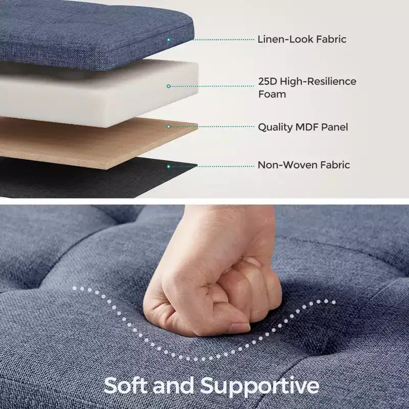 Storage Ottoman Bench, 15 x 43 x 15 Inches, End of Bed Bench, Storage Chest, for Living Room, Bedroom, Entryway