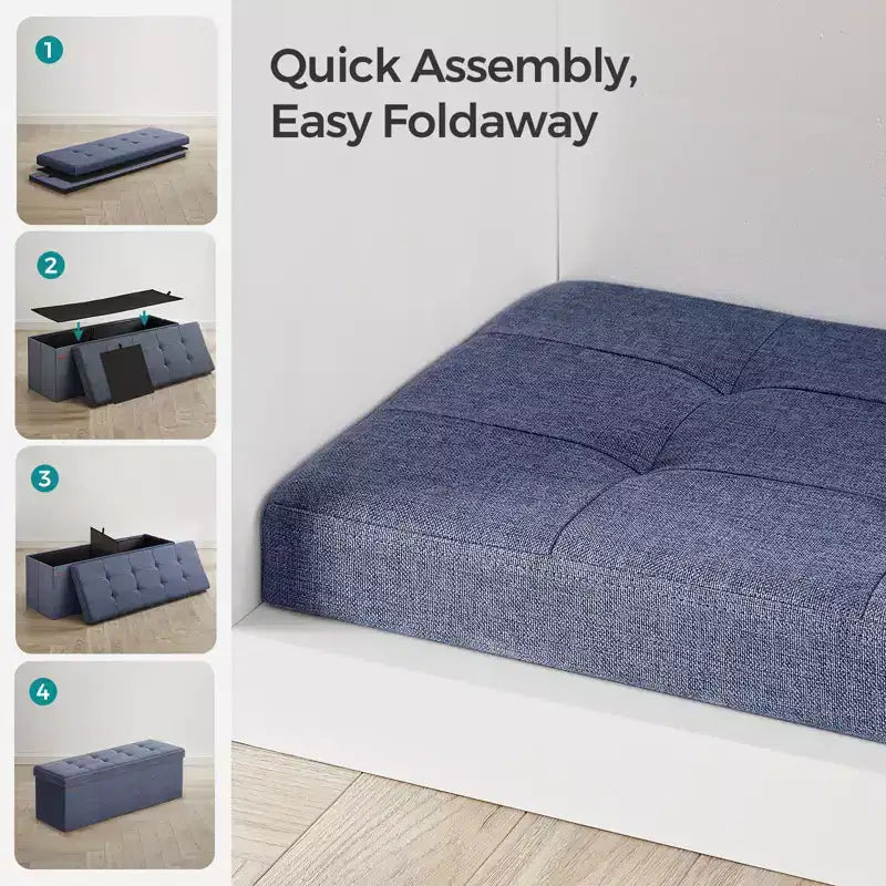 Storage Ottoman Bench, 15 x 43 x 15 Inches, End of Bed Bench, Storage Chest, for Living Room, Bedroom, Entryway