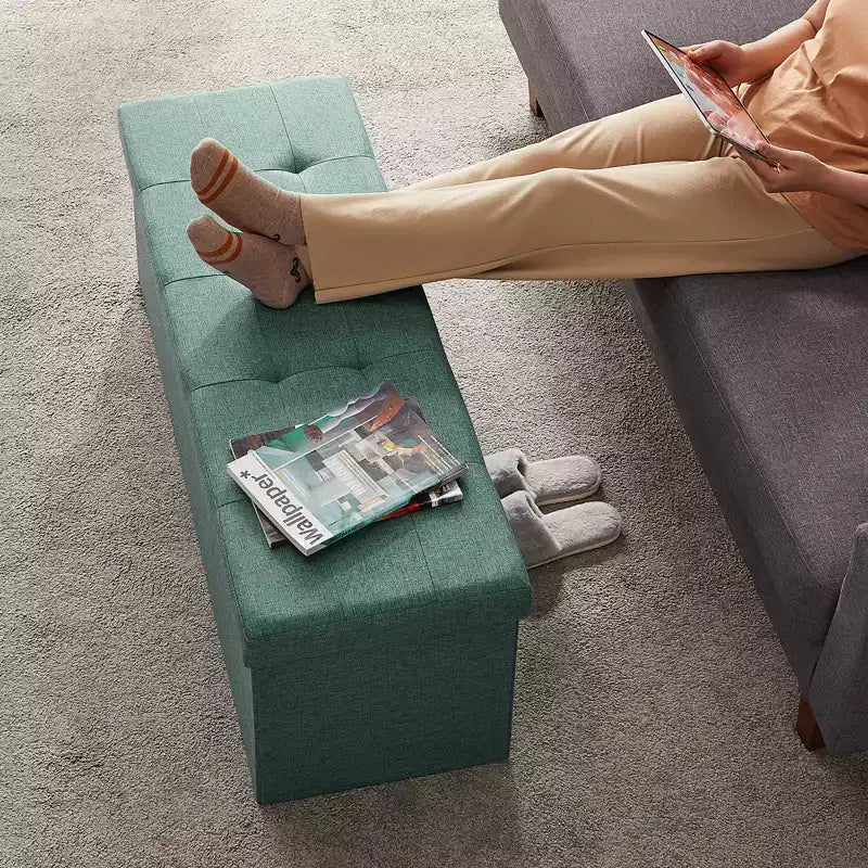 Storage Ottoman Bench, 15 x 43 x 15 Inches, End of Bed Bench, Storage Chest, for Living Room, Bedroom, Entryway
