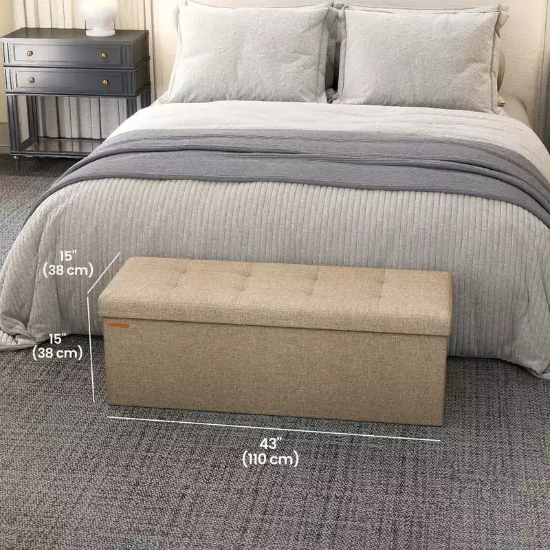 Storage Ottoman Bench, 15 x 43 x 15 Inches, End of Bed Bench, Storage Chest, for Living Room, Bedroom, Entryway