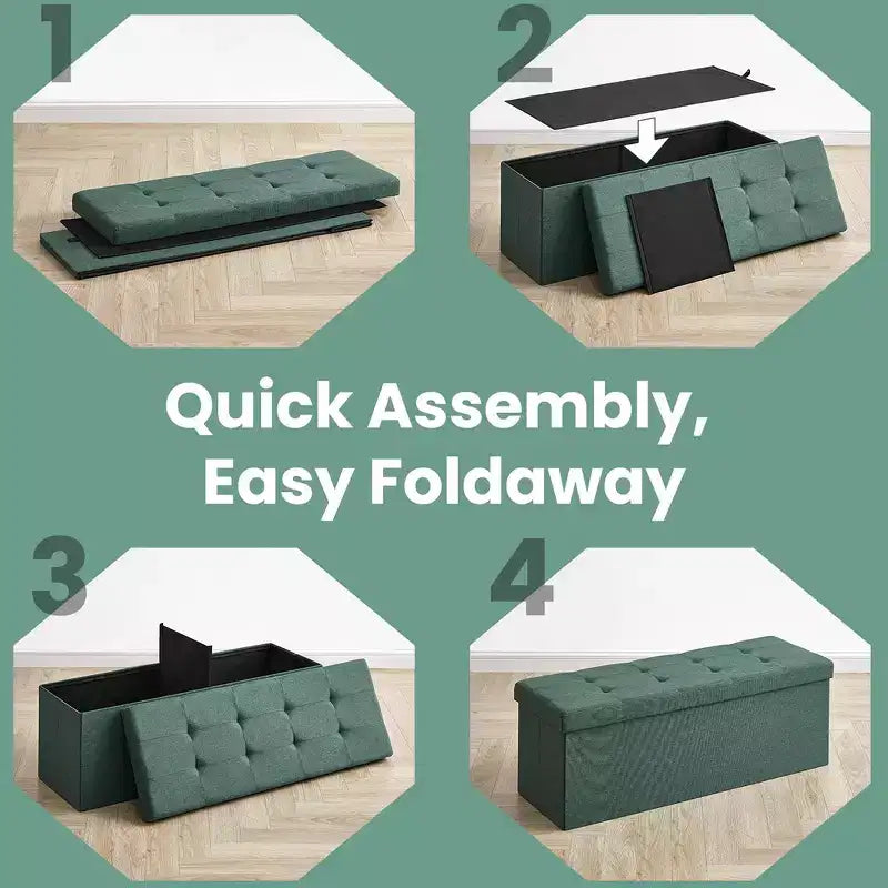 Storage Ottoman Bench, 15 x 43 x 15 Inches, End of Bed Bench, Storage Chest, for Living Room, Bedroom, Entryway