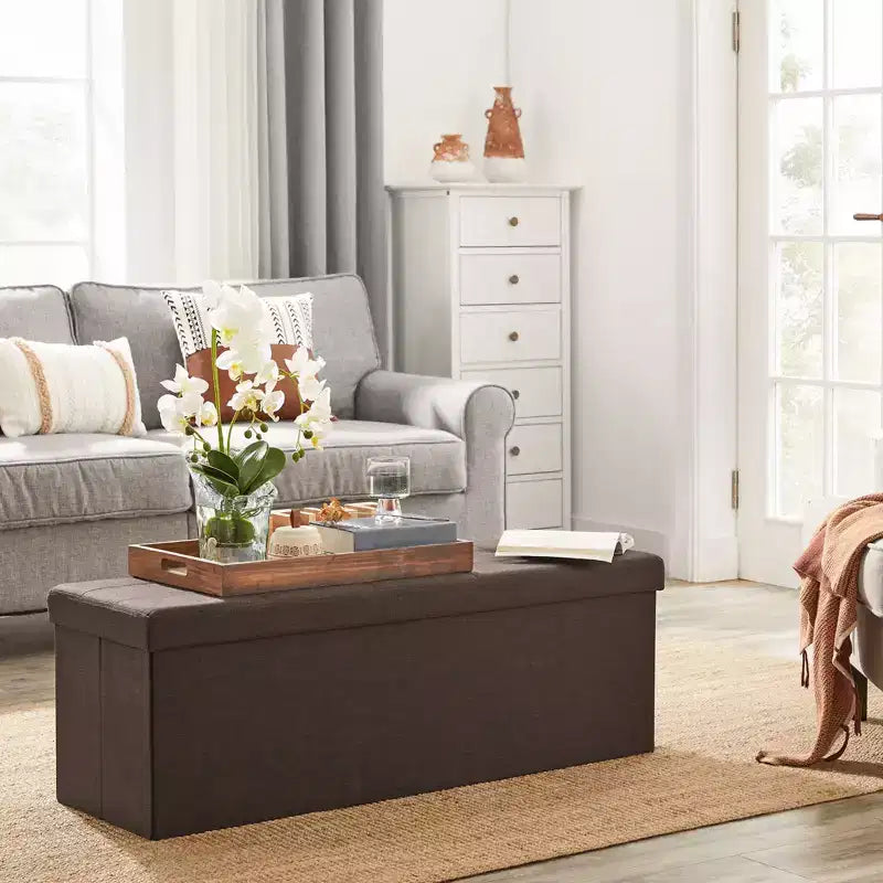 Storage Ottoman Bench, 15 x 43 x 15 Inches, End of Bed Bench, Storage Chest, for Living Room, Bedroom, Entryway