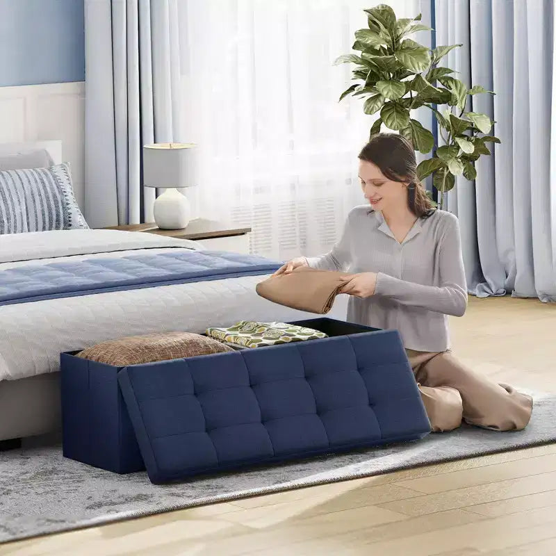 Storage Ottoman Bench, 15 x 43 x 15 Inches, End of Bed Bench, Storage Chest, for Living Room, Bedroom, Entryway