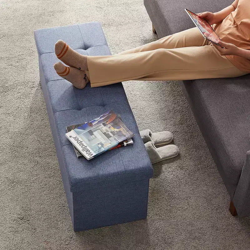 Storage Ottoman Bench, 15 x 43 x 15 Inches, End of Bed Bench, Storage Chest, for Living Room, Bedroom, Entryway