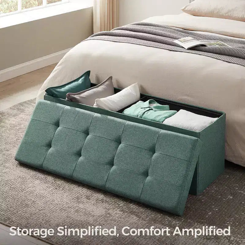 Storage Ottoman Bench, 15 x 43 x 15 Inches, End of Bed Bench, Storage Chest, for Living Room, Bedroom, Entryway