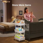 Pipishell 3-Tier Rolling Cart Organizer - Lightweight Plastic Storage Cart with Lockable Wheels & Handle for Nursery, Kitchen, Bathroom, Craft Room