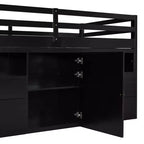 Whisen 81.8L x 40.8W Modern Design Twin Size Loft Bed with 4 Drawers, Underneath Cabinet and Shelves