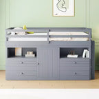 Whisen 81.8L x 40.8W Modern Design Twin Size Loft Bed with 4 Drawers, Underneath Cabinet and Shelves