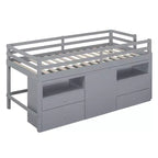 Whisen 81.8L x 40.8W Modern Design Twin Size Loft Bed with 4 Drawers, Underneath Cabinet and Shelves