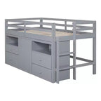 Whisen 81.8L x 40.8W Modern Design Twin Size Loft Bed with 4 Drawers, Underneath Cabinet and Shelves