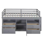 Whisen 81.8L x 40.8W Modern Design Twin Size Loft Bed with 4 Drawers, Underneath Cabinet and Shelves
