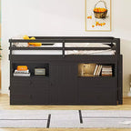 Whisen 81.8L x 40.8W Modern Design Twin Size Loft Bed with 4 Drawers, Underneath Cabinet and Shelves