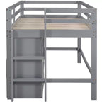 Whisen 81.8L x 40.8W Modern Design Twin Size Loft Bed with 4 Drawers, Underneath Cabinet and Shelves
