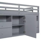Whisen 81.8L x 40.8W Modern Design Twin Size Loft Bed with 4 Drawers, Underneath Cabinet and Shelves