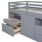 Whisen 81.8L x 40.8W Modern Design Twin Size Loft Bed with 4 Drawers, Underneath Cabinet and Shelves
