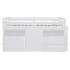 Whisen 81.8L x 40.8W Modern Design Twin Size Loft Bed with 4 Drawers, Underneath Cabinet and Shelves
