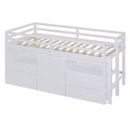 Whisen 81.8L x 40.8W Modern Design Twin Size Loft Bed with 4 Drawers, Underneath Cabinet and Shelves