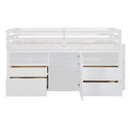 Whisen 81.8L x 40.8W Modern Design Twin Size Loft Bed with 4 Drawers, Underneath Cabinet and Shelves