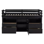 Whisen 81.8L x 40.8W Modern Design Twin Size Loft Bed with 4 Drawers, Underneath Cabinet and Shelves