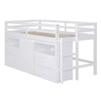 Whisen 81.8L x 40.8W Modern Design Twin Size Loft Bed with 4 Drawers, Underneath Cabinet and Shelves