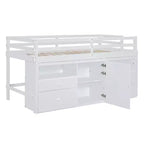 Whisen 81.8L x 40.8W Modern Design Twin Size Loft Bed with 4 Drawers, Underneath Cabinet and Shelves