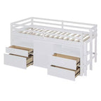 Whisen 81.8L x 40.8W Modern Design Twin Size Loft Bed with 4 Drawers, Underneath Cabinet and Shelves