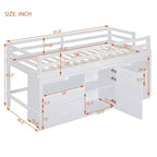 Whisen 81.8L x 40.8W Modern Design Twin Size Loft Bed with 4 Drawers, Underneath Cabinet and Shelves