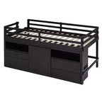 Whisen 81.8L x 40.8W Modern Design Twin Size Loft Bed with 4 Drawers, Underneath Cabinet and Shelves