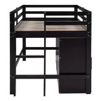 Whisen 81.8L x 40.8W Modern Design Twin Size Loft Bed with 4 Drawers, Underneath Cabinet and Shelves