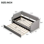 Whisen Twin Size Upholstered Daybed with Trundle, Wood Slat Support, Upholstered Frame Sofa Bed