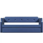 Whisen Twin Size Upholstered Daybed with Trundle, Wood Slat Support, Upholstered Frame Sofa Bed