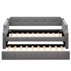 Whisen Twin Size Upholstered Daybed with Trundle, Wood Slat Support, Upholstered Frame Sofa Bed
