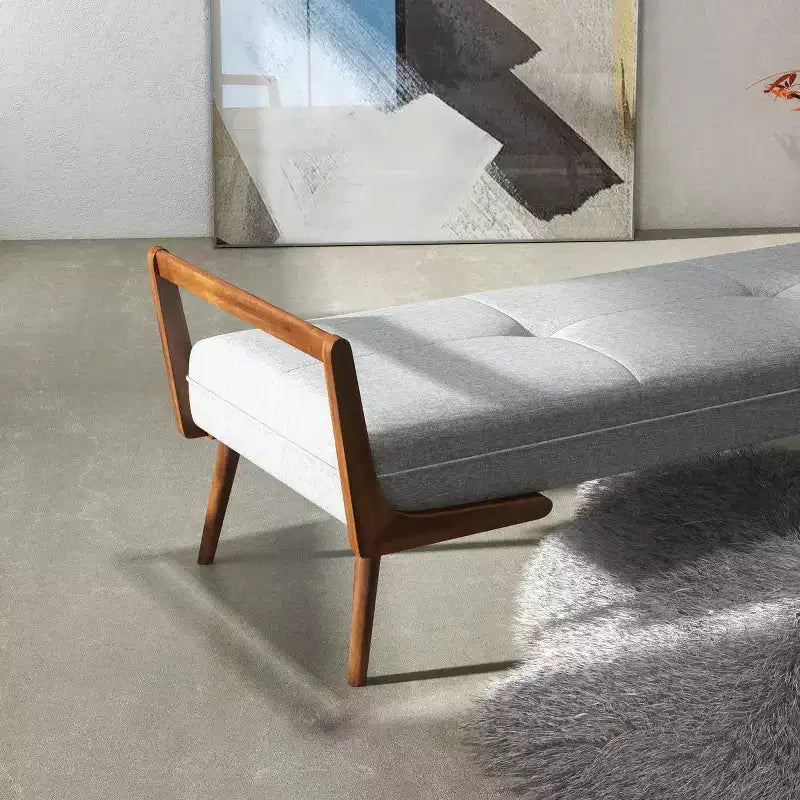 Panca Christopher Knight Home Ford in tessuto rivestito in legno massello, modello Mid-Century Modern, trapuntata, larghezza 51.20