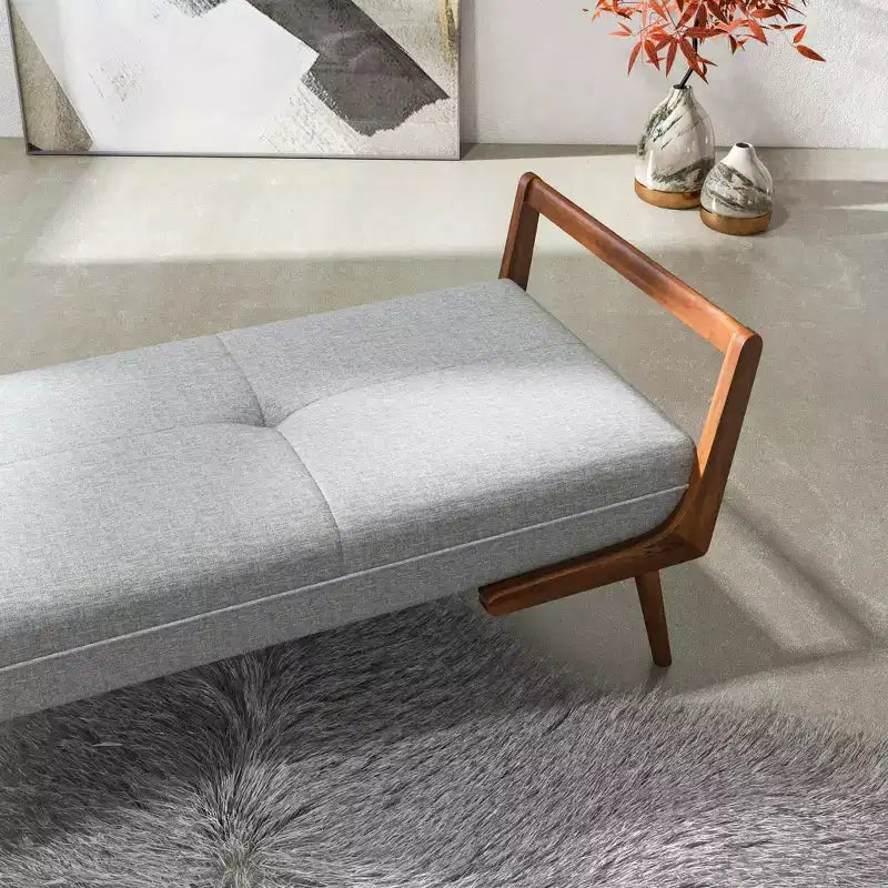 Panca Christopher Knight Home Ford in tessuto rivestito in legno massello, modello Mid-Century Modern, trapuntata, larghezza 51.20