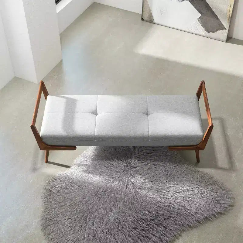 Panca Christopher Knight Home Ford in tessuto rivestito in legno massello, modello Mid-Century Modern, trapuntata, larghezza 51.20