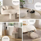 StorageBud Storage Bench for Bedroom End of Bed, Boucle Oval Storage, Large Storage Ottoman Bench, Entryway Bench with Storage