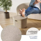 StorageBud Storage Bench for Bedroom End of Bed, Boucle Oval Storage, Large Storage Ottoman Bench, Entryway Bench with Storage